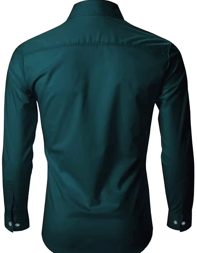 Men's Teal Blue Solid Slim Fit Casual Shirt with Contrast Details - View 3