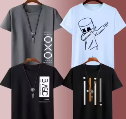 Men's Classic Round Neck T-Shirt Pack Of 4 Pcs - View 1