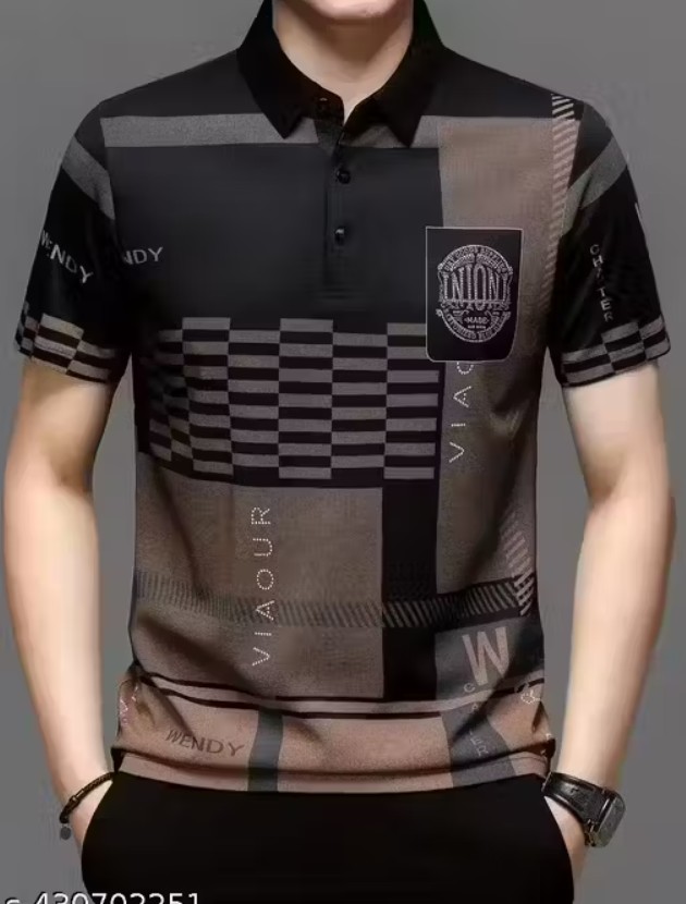 Men's Typography Regular Polo Black Tshirts