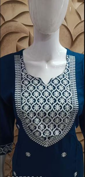 blue embroidery daily use and occasional use kurti for girls and women