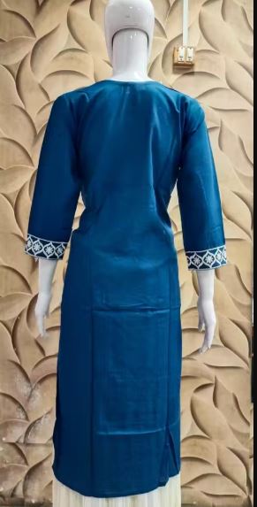 blue embroidery daily use and occasional use kurti for girls and women - View 1