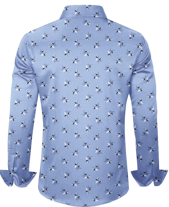 Men's Light Blue Printed Slim Fit Casual Shirt - View 1