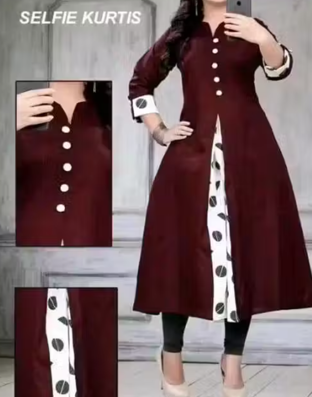 Selfi Cotton Branded Kurti brown