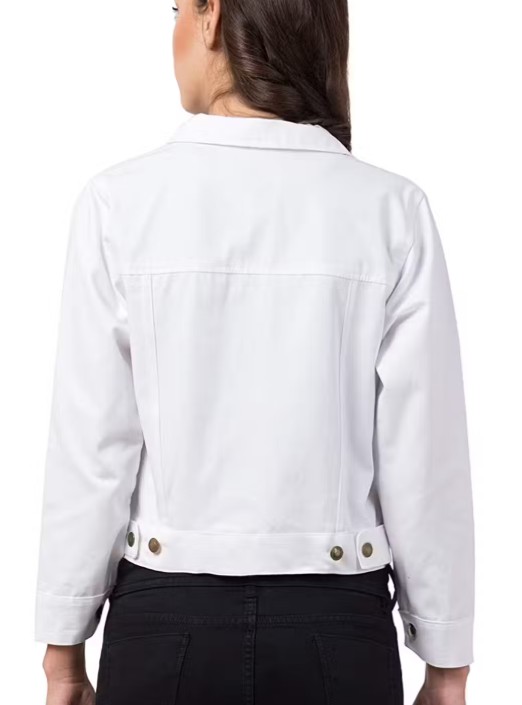 Women’s White Denim Jacket – Classic Button-Down Casual Jacket