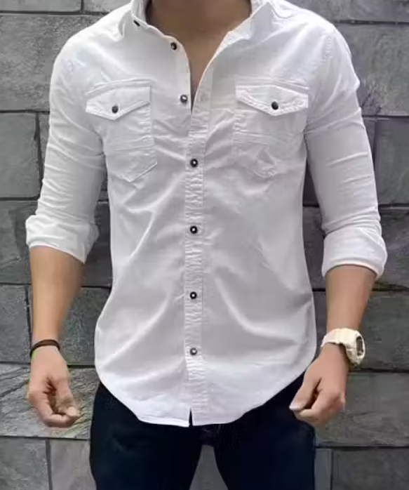 white shirt double pocket