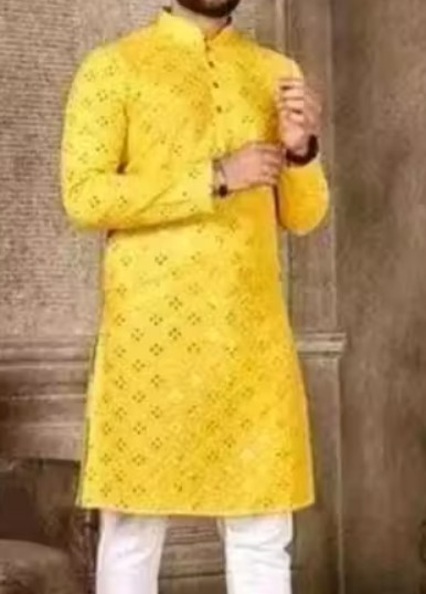 yellow-mirror-kurta-full-photo - View 3
